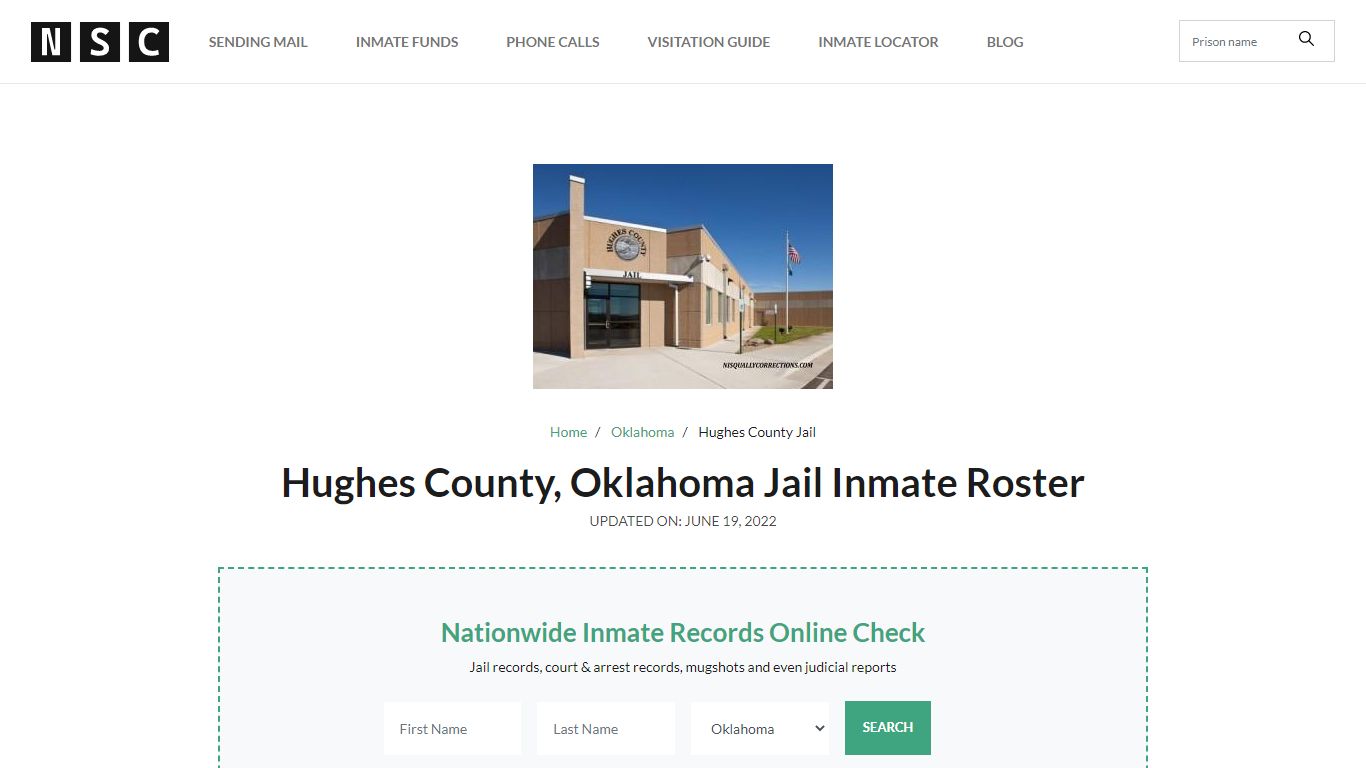 Hughes County, Oklahoma Jail Inmate Roster